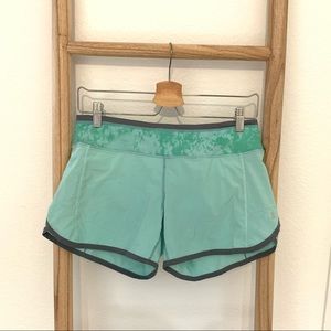 Lululemon running shorts, mint color